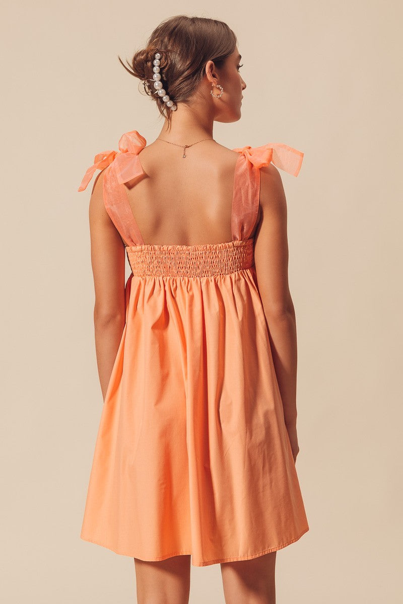Tulle Bow Dress - Apricot