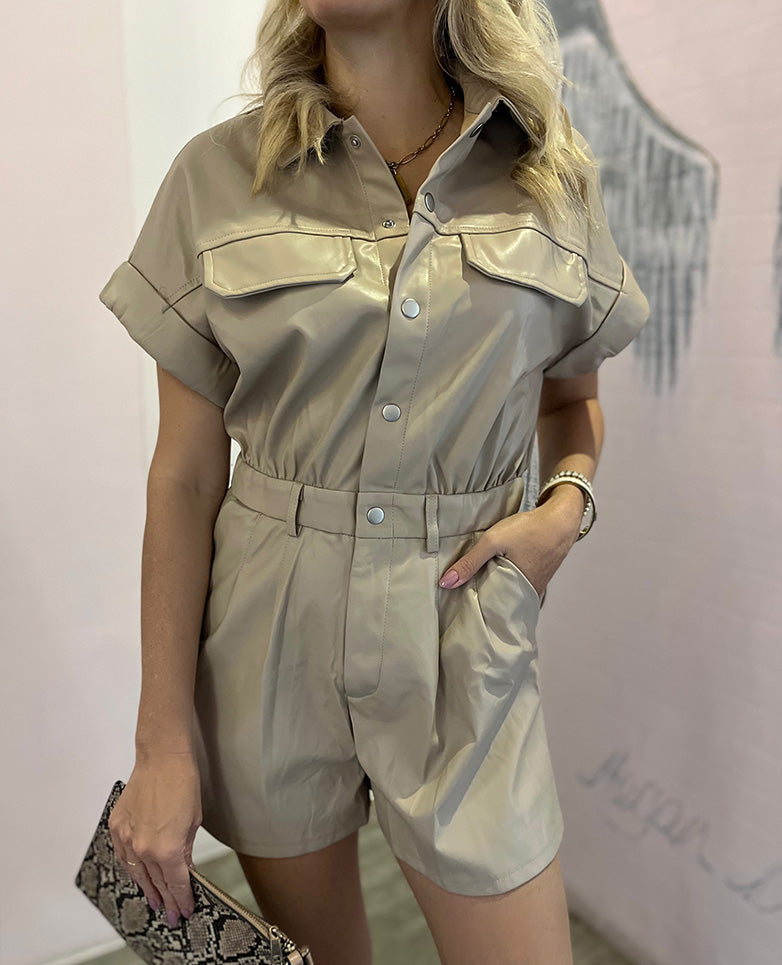 Flip The Switch Faux Leather Jumpsuit