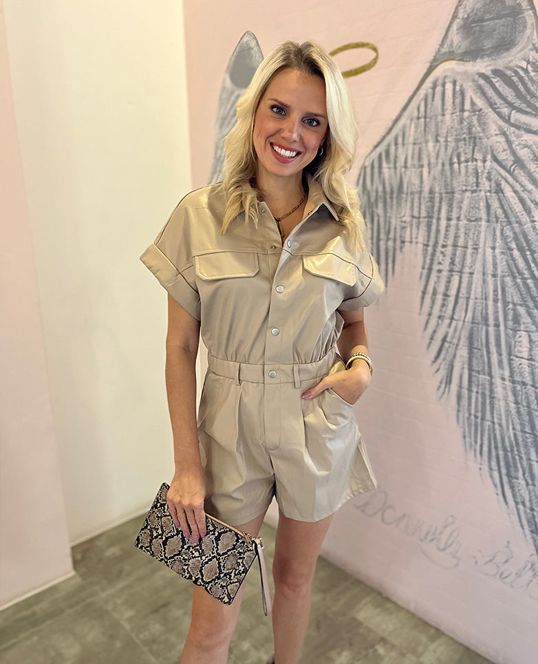 Flip The Switch Faux Leather Jumpsuit