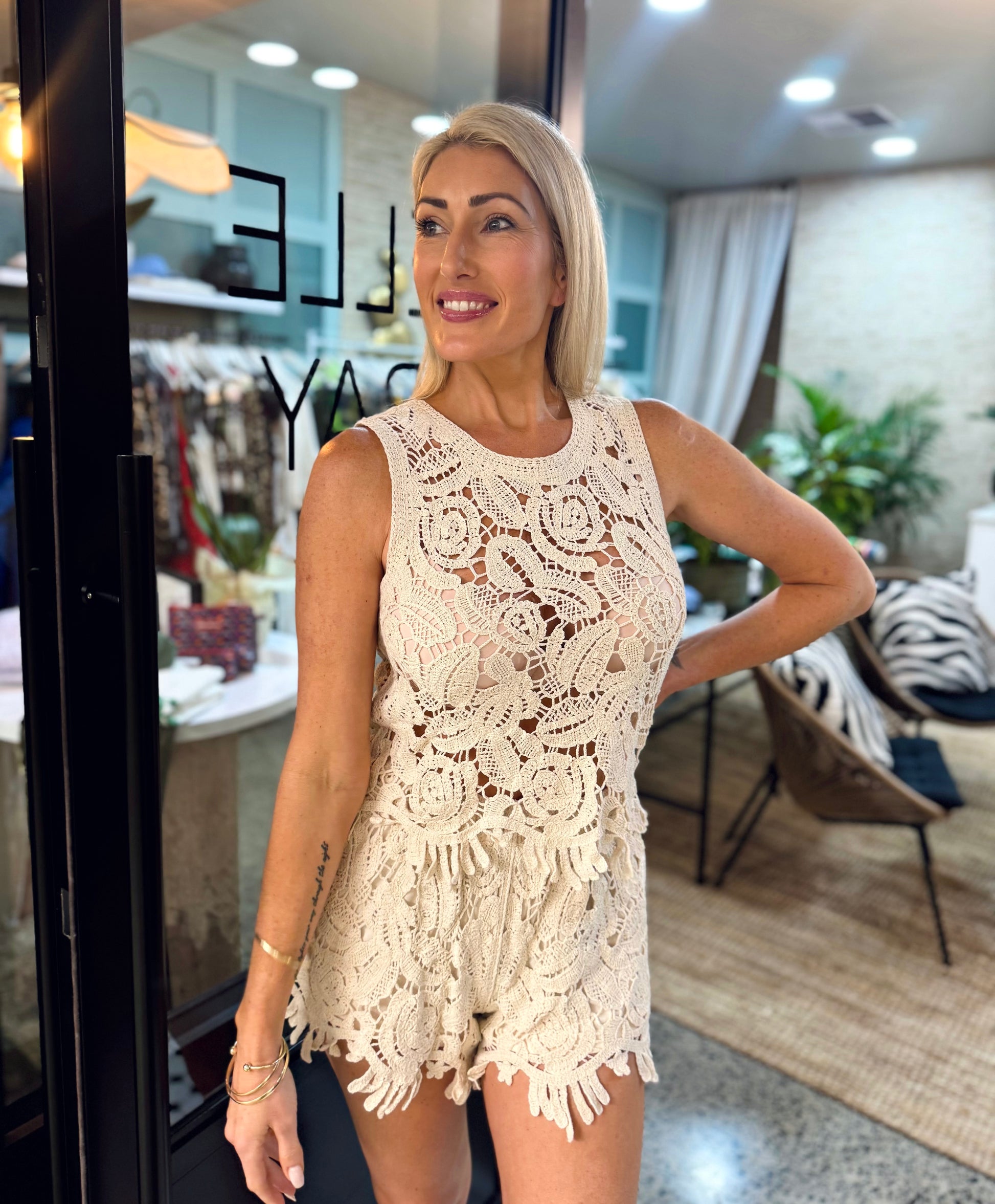 Crochet Top & Shorts Set