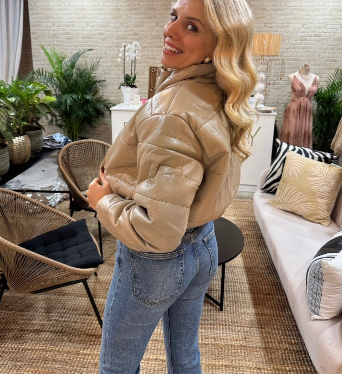 Balboa Faux Leather puffer jacket