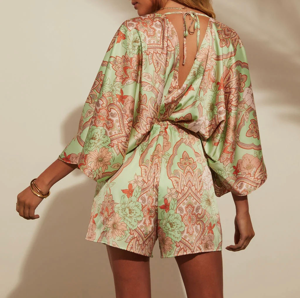 Coast To Coast Kimono Sleeve Printed Playsuit