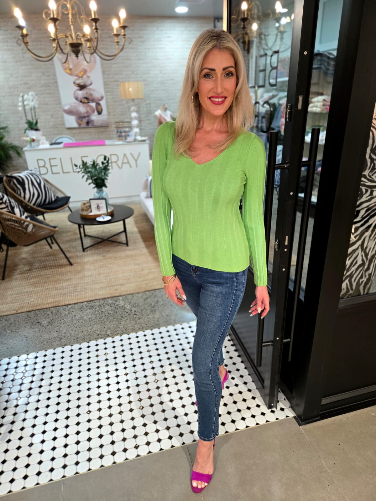 Roxette Ribbed Knit Top - Green