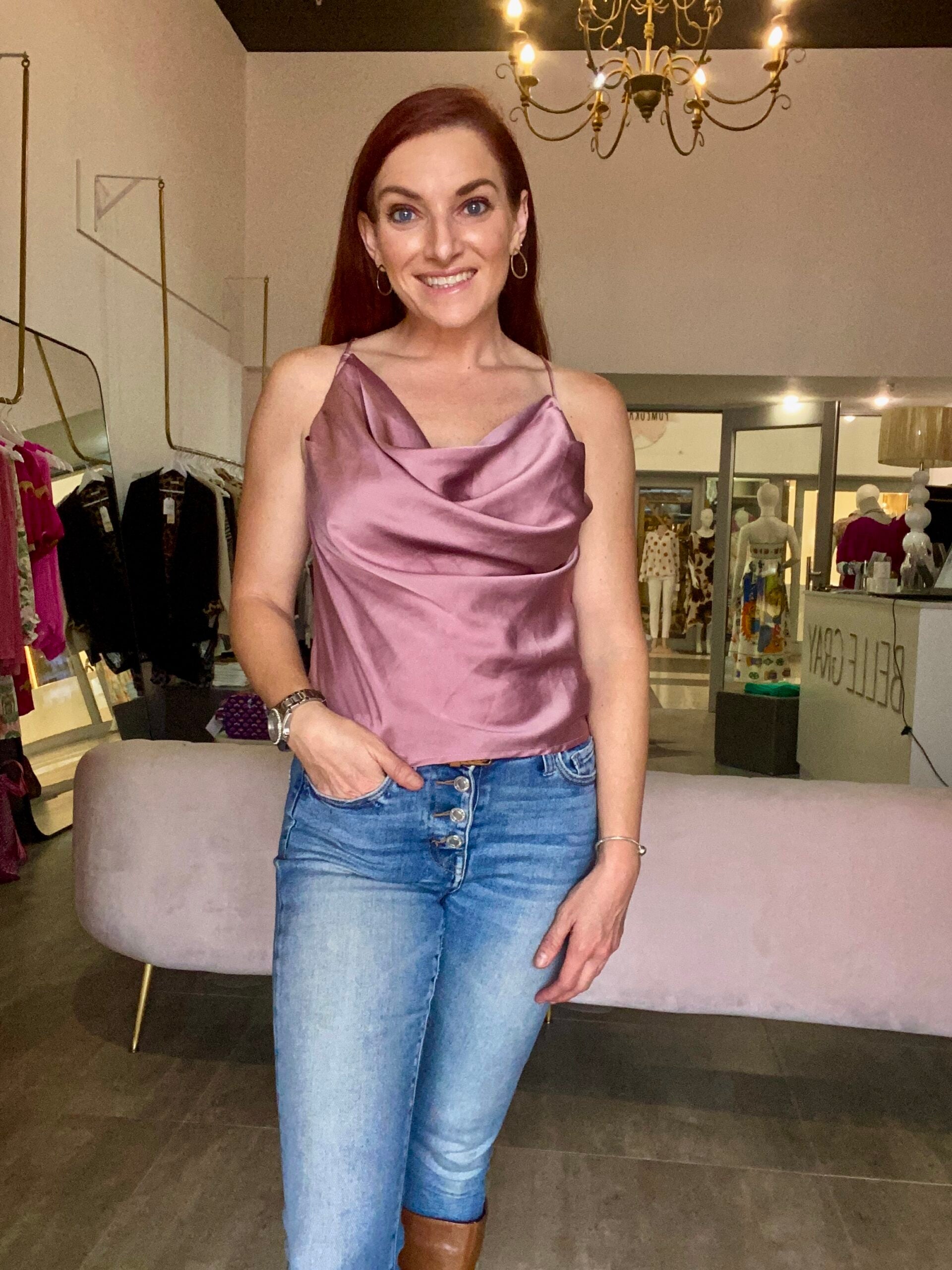 Dusty Pink Satin Top