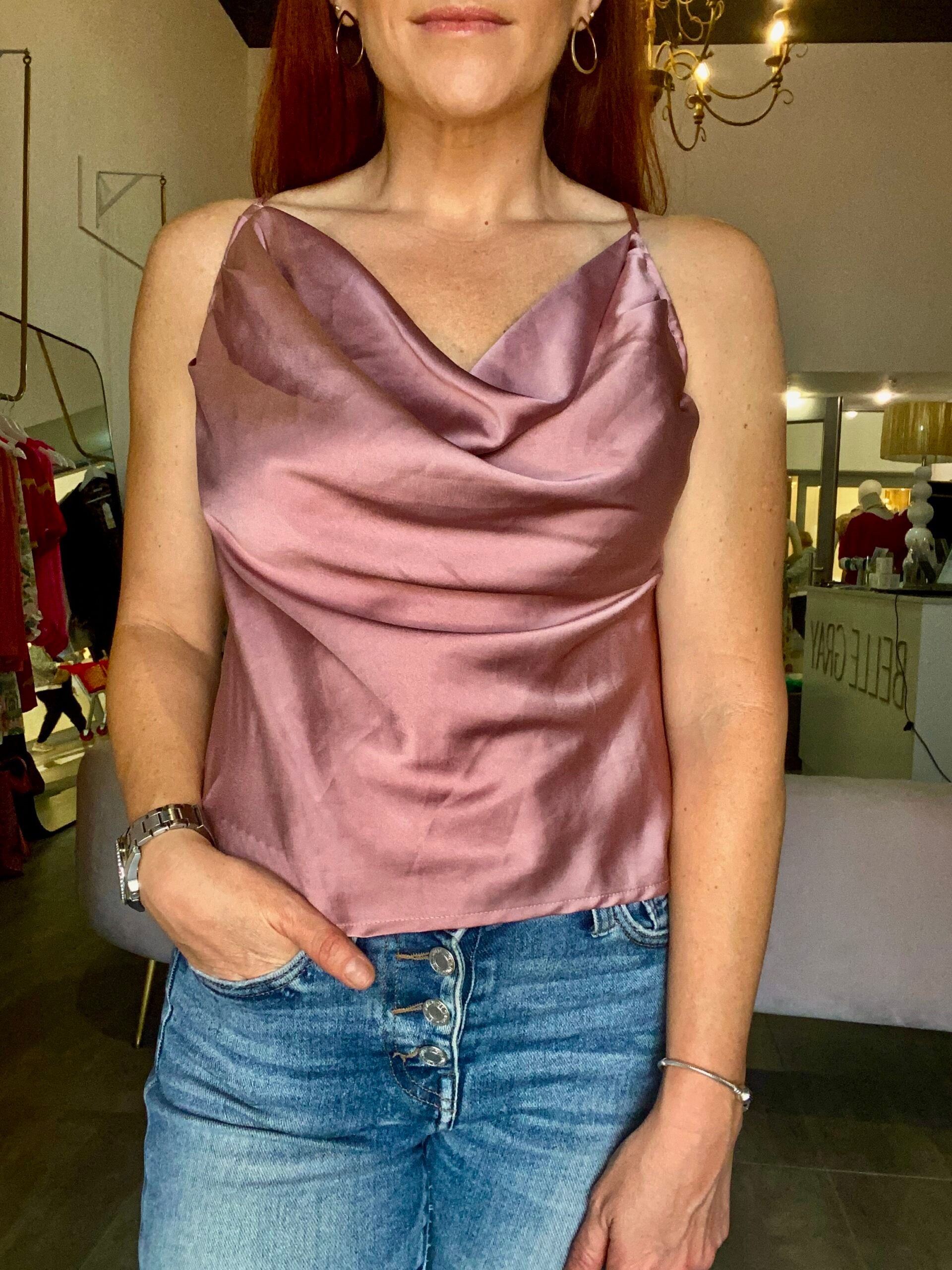 Dusty Pink Satin Top