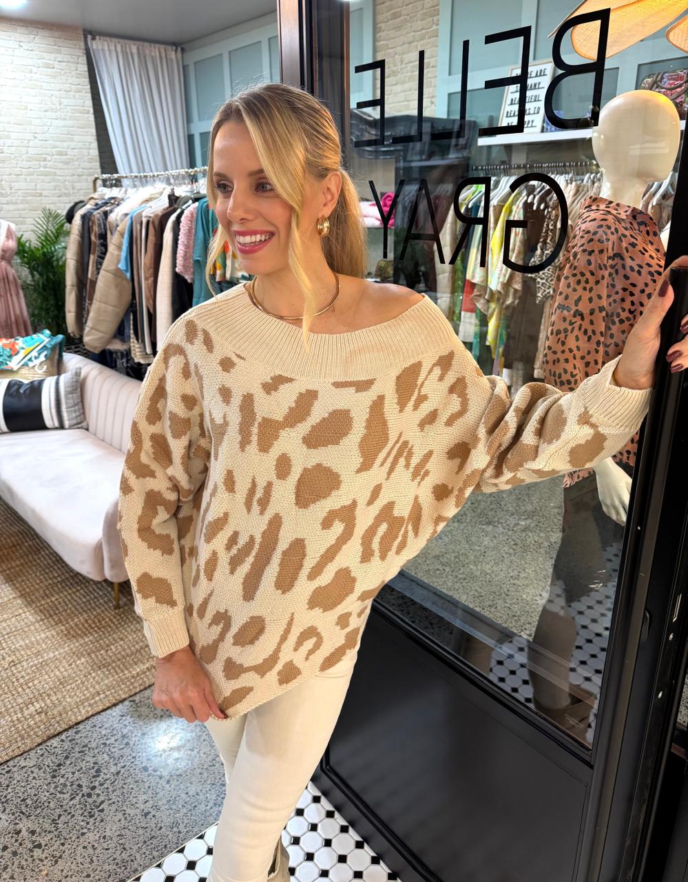 African Sunset Wide Boat Neck Knit