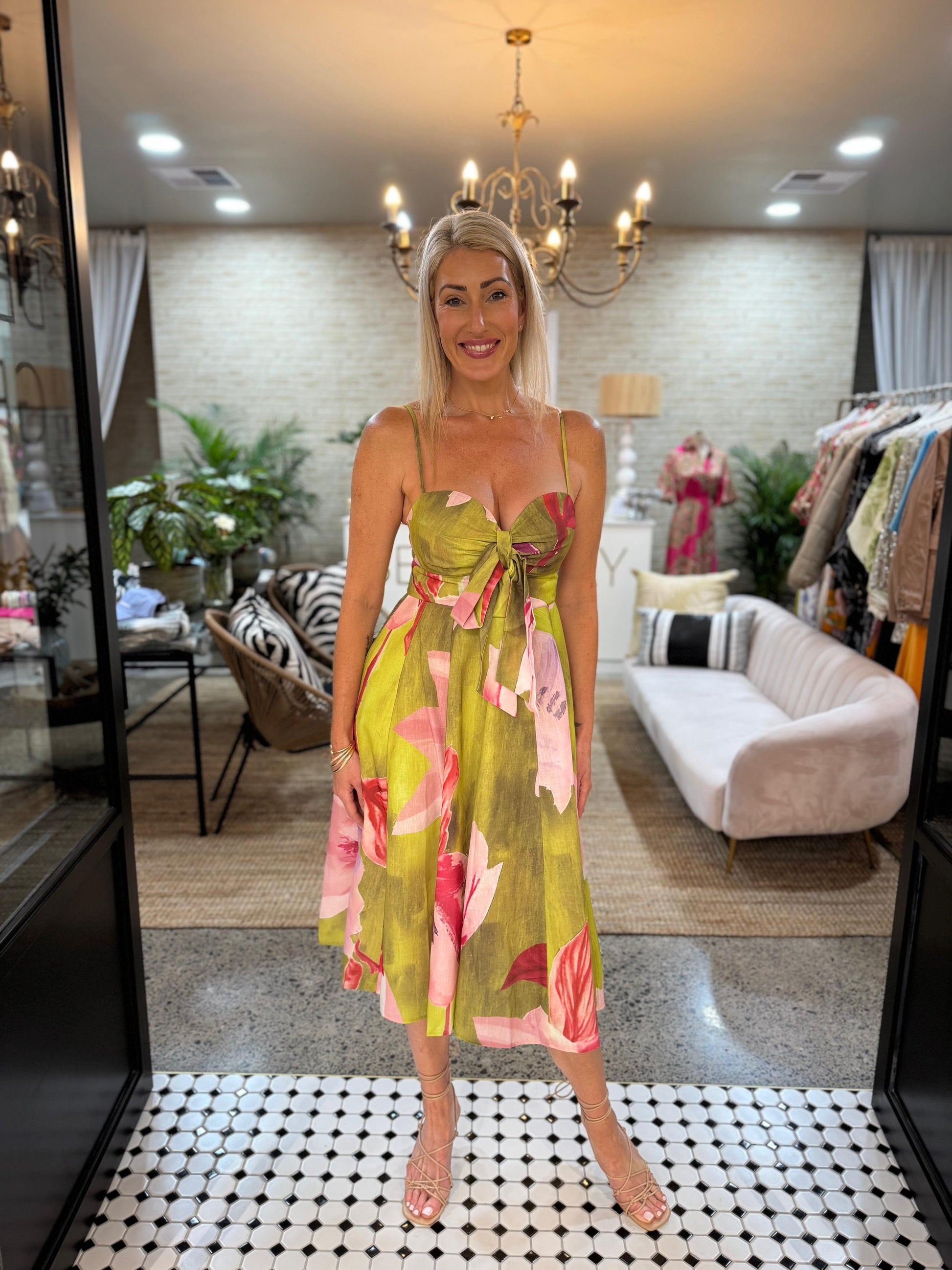 Hamptons Floral Front Tie Dress