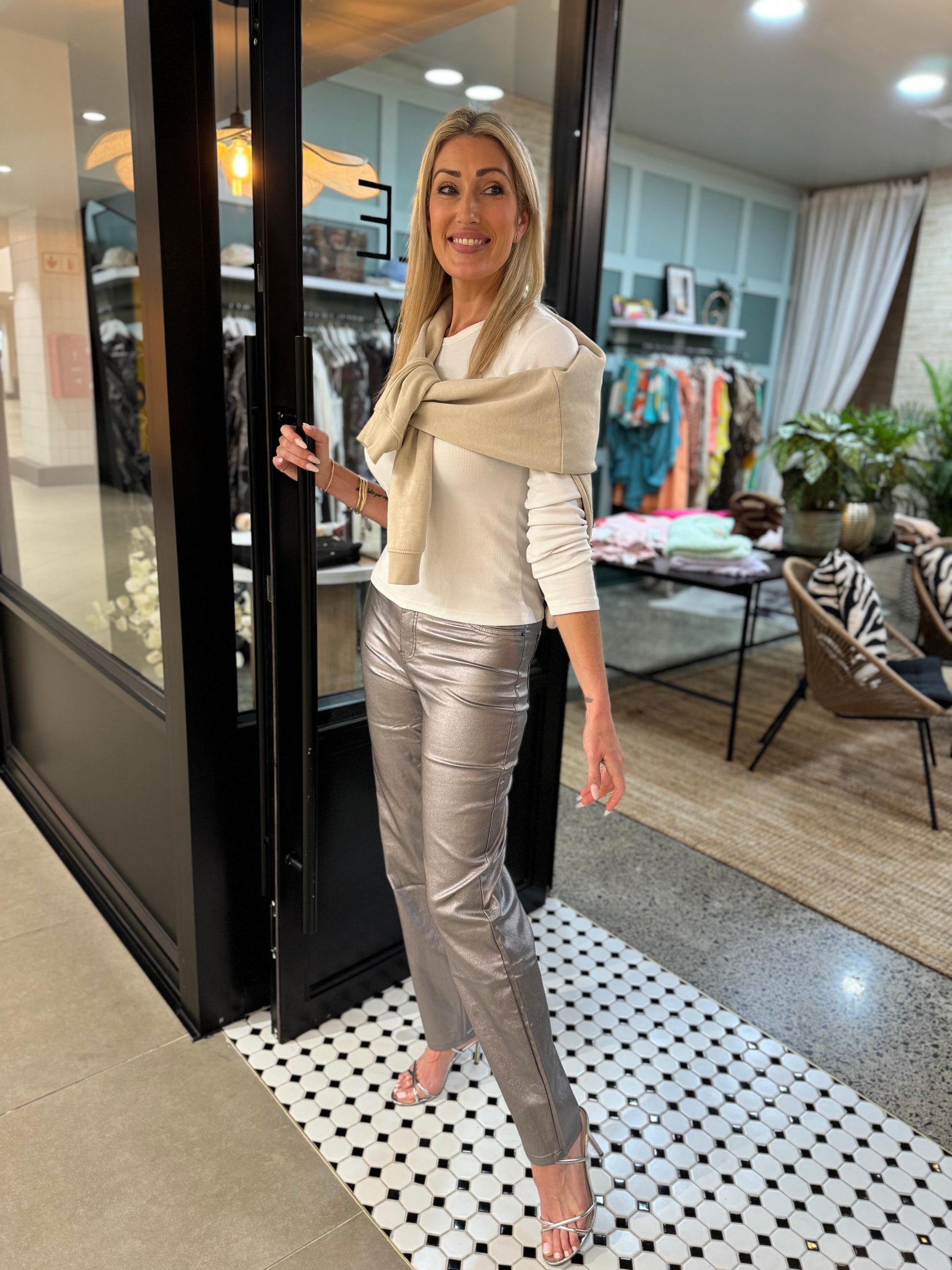 Stargazing Metallic Straight Cut Pants