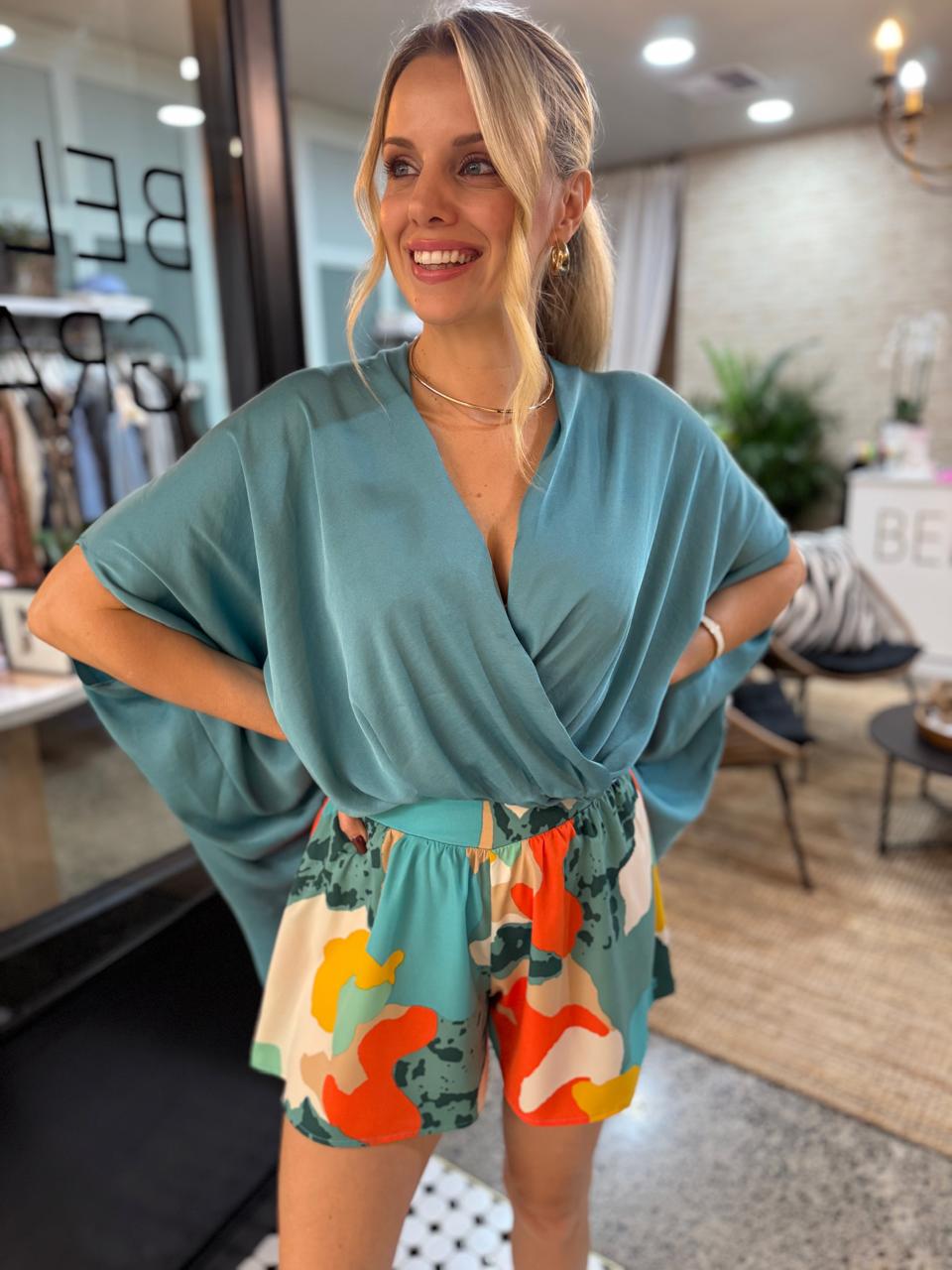 Riviera Hi-low Cross over Satin Top