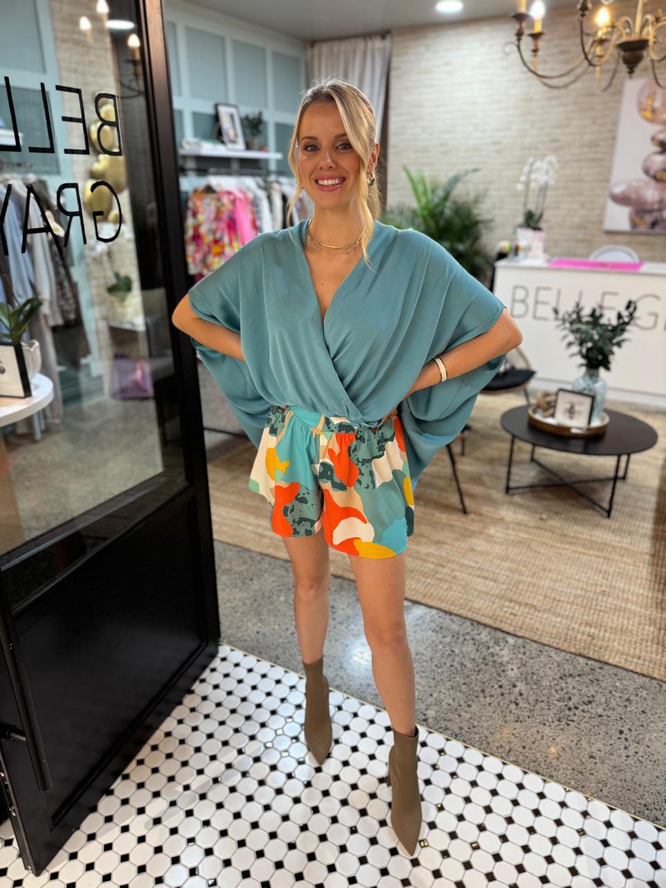 Riviera Hi-low Cross over Satin Top