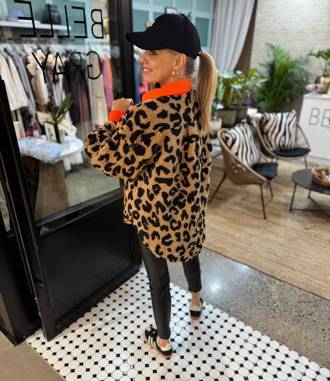 Edgy Prowl Animal Print Jacket - Neon Orange