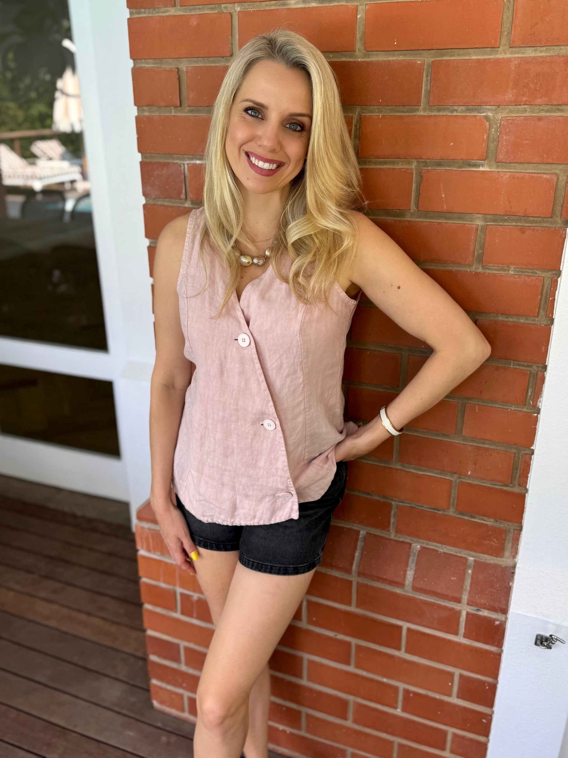 Darling Linen Waistcoat - Blush