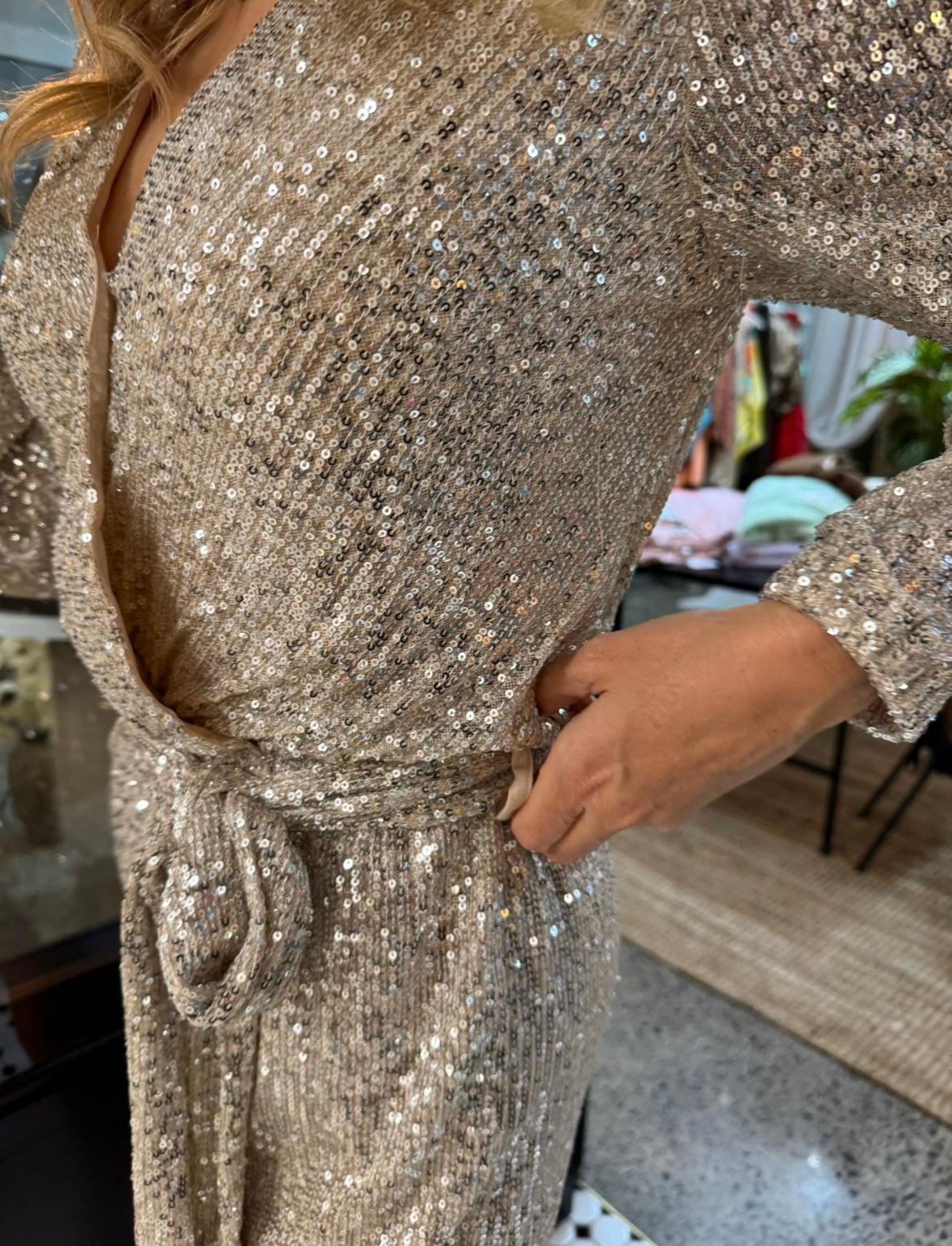 Mesmerizing Moments Sequin Tie Jumpsuit