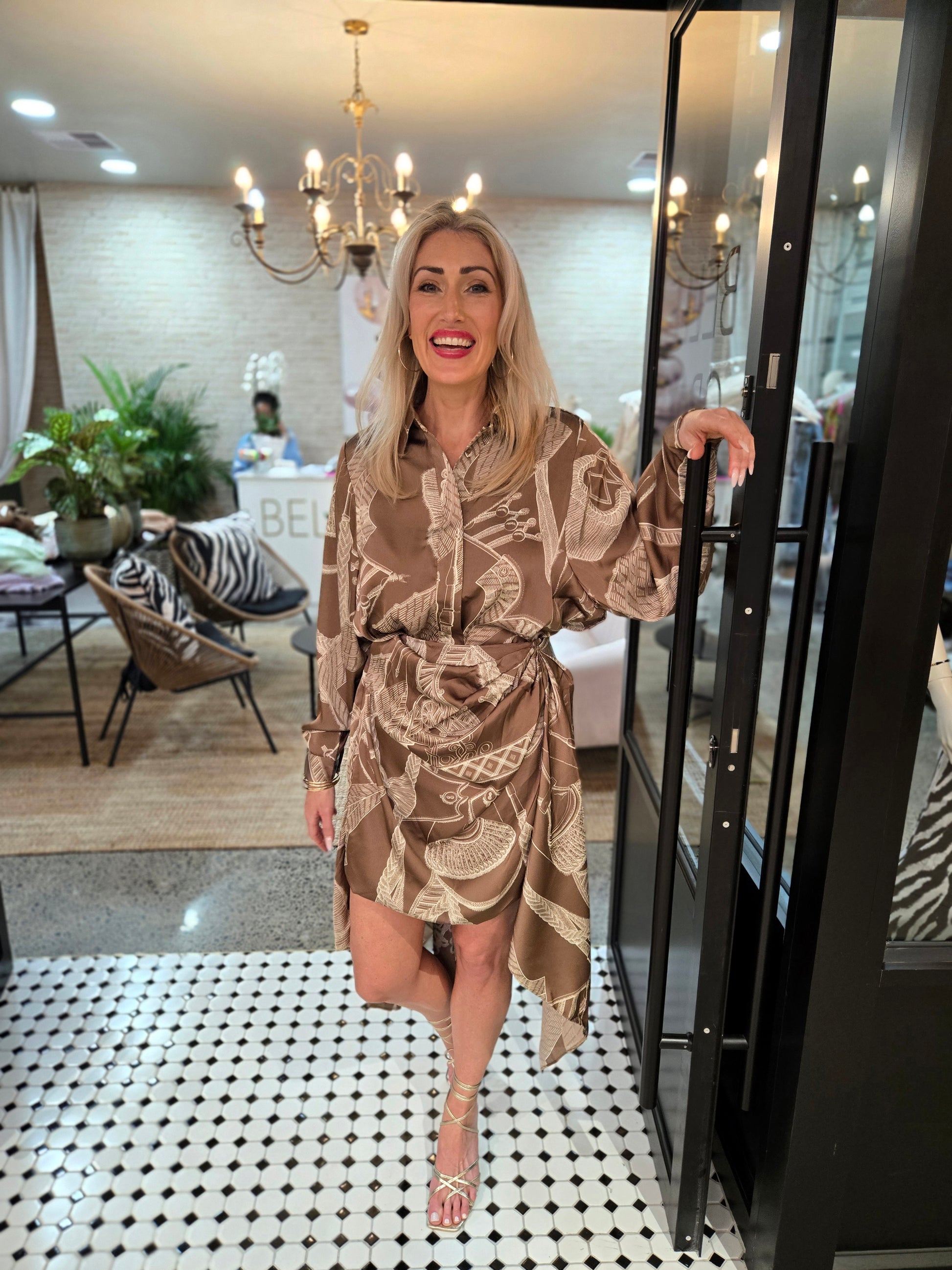 Leopard Creek Tiered Skirt & Collared Shirt Set