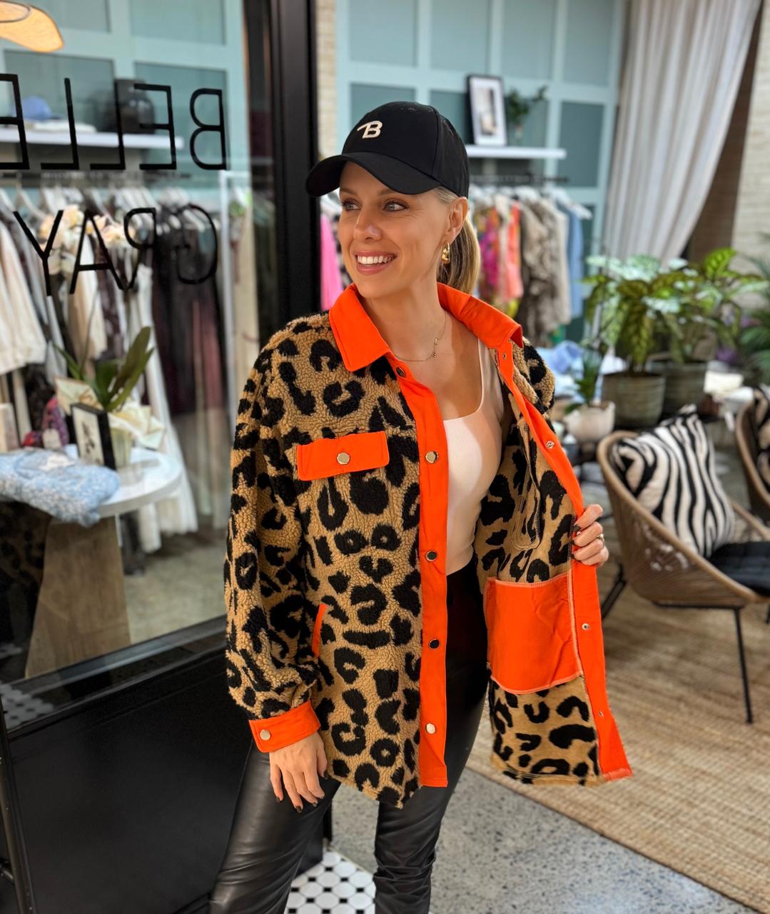 Edgy Prowl Animal Print Jacket - Neon Orange