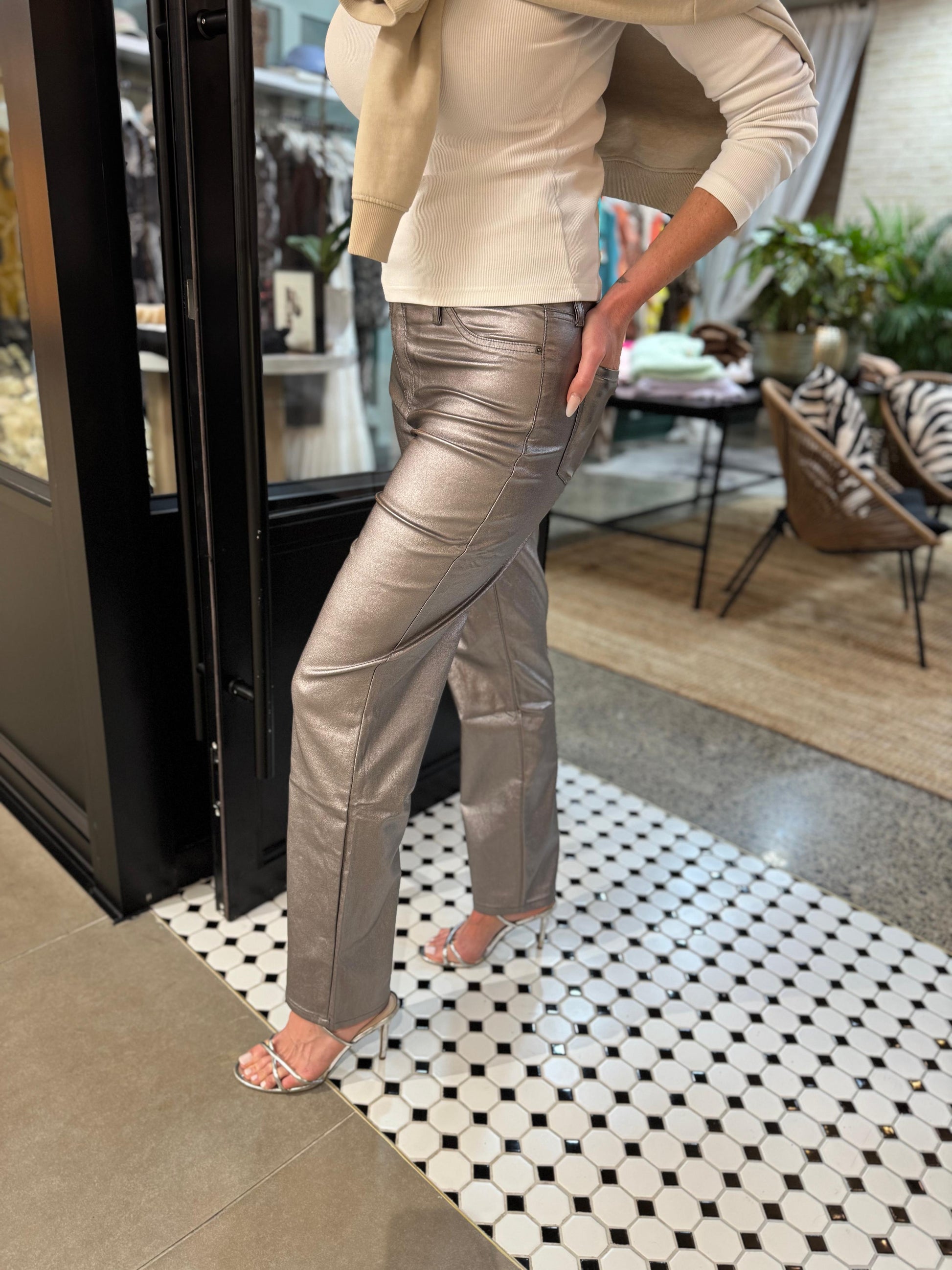 Stargazing Metallic Straight Cut Pants
