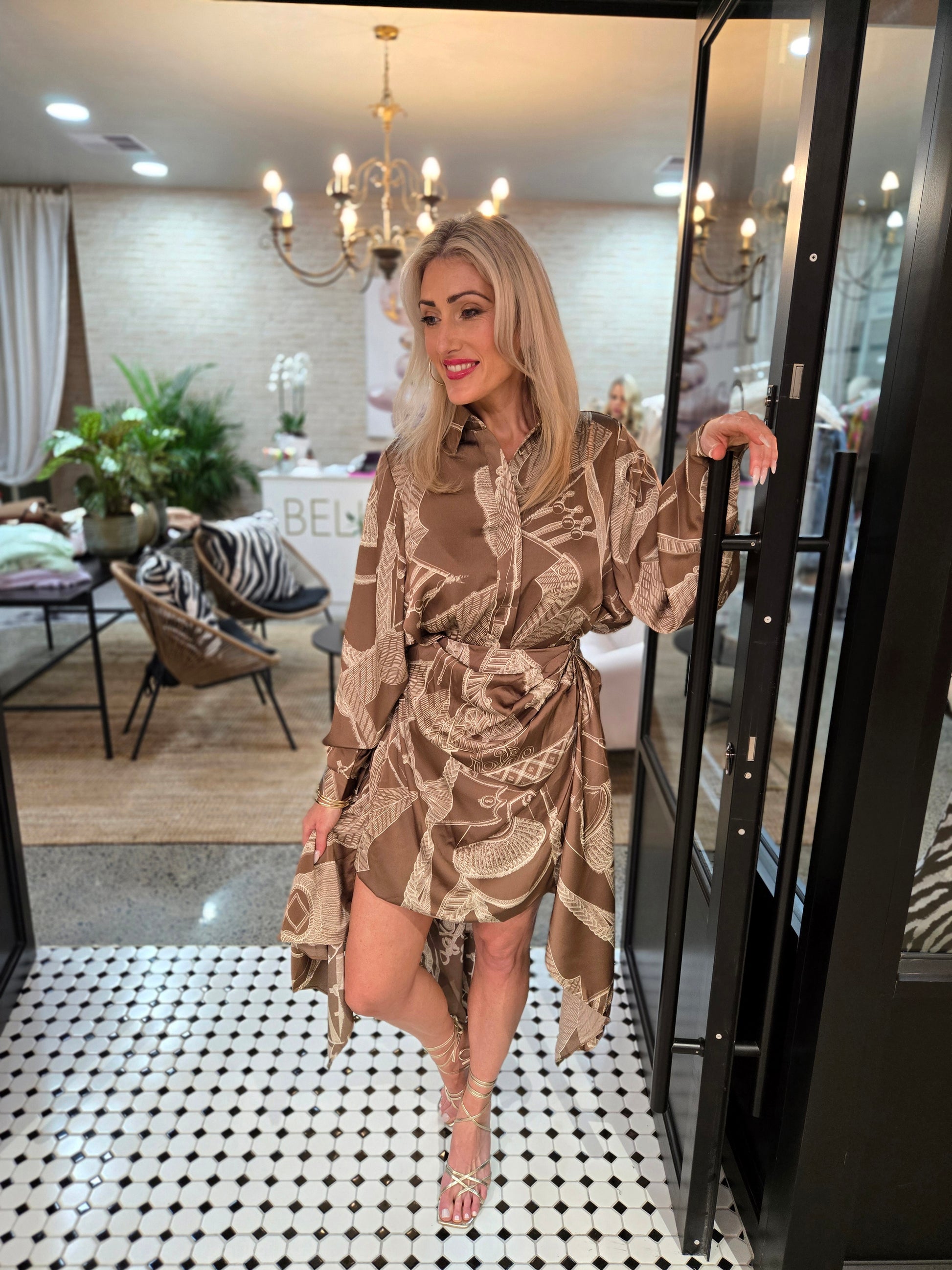 Leopard Creek Tiered Skirt & Collared Shirt Set