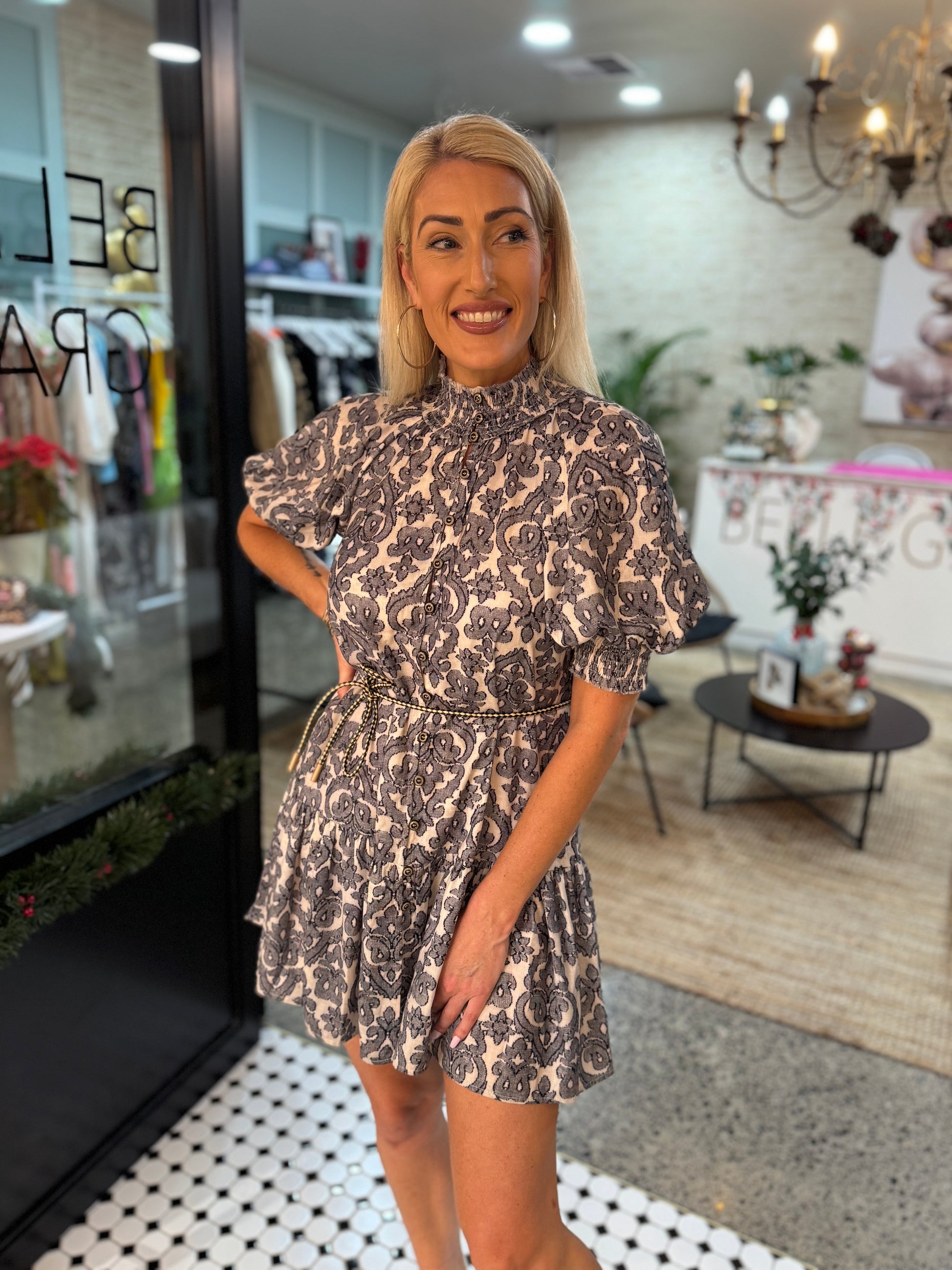 Audrey Flounce Hem Dress