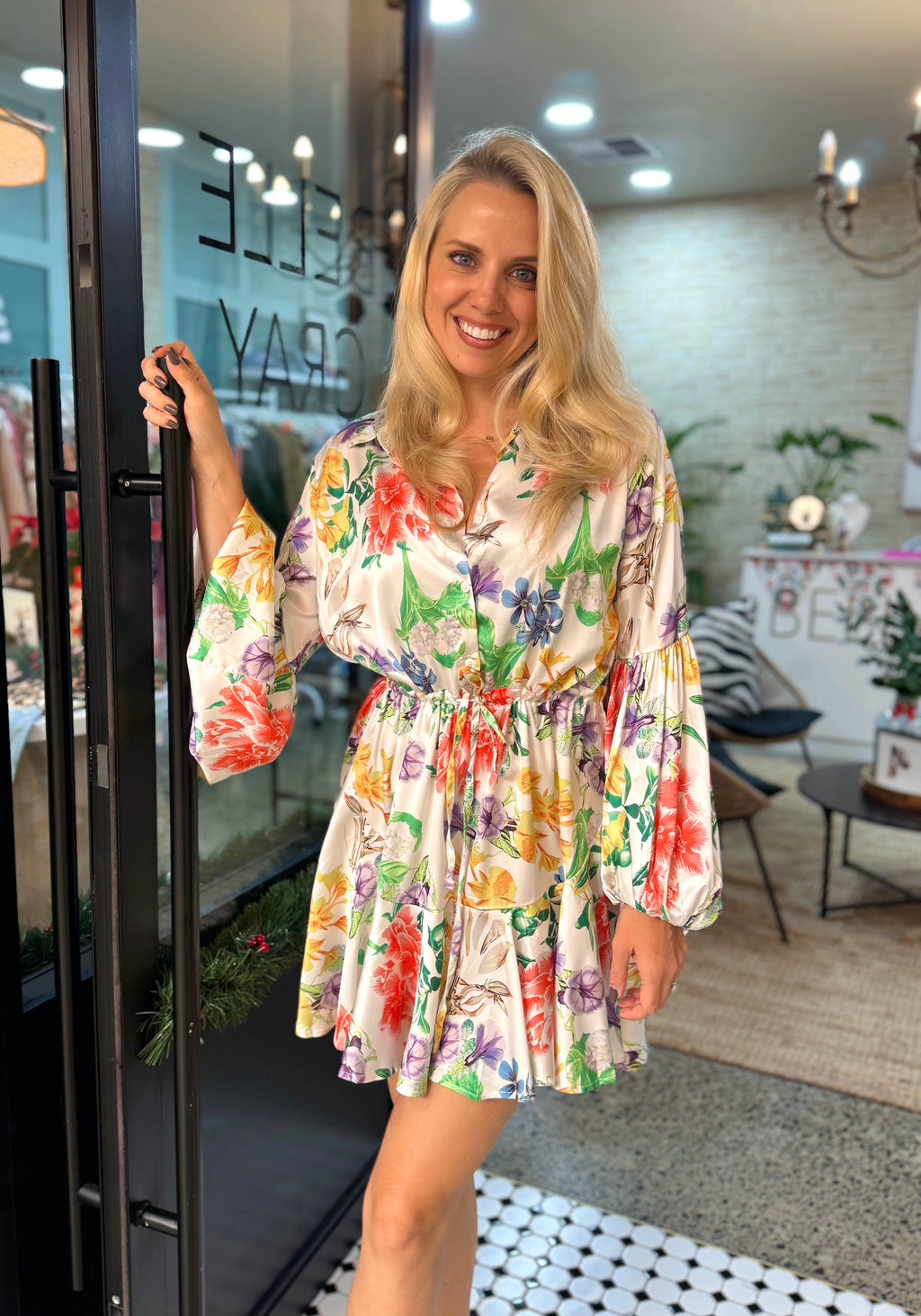 NEW!!! Garden Bliss Balloon Sleeve Dress