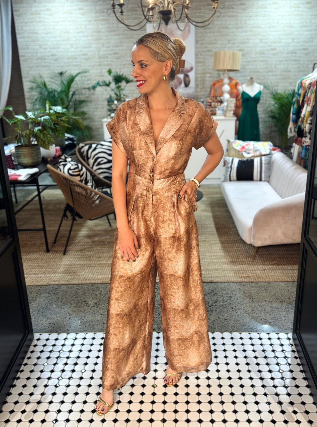 Chanelle Gold Shinmer Jumpsuit