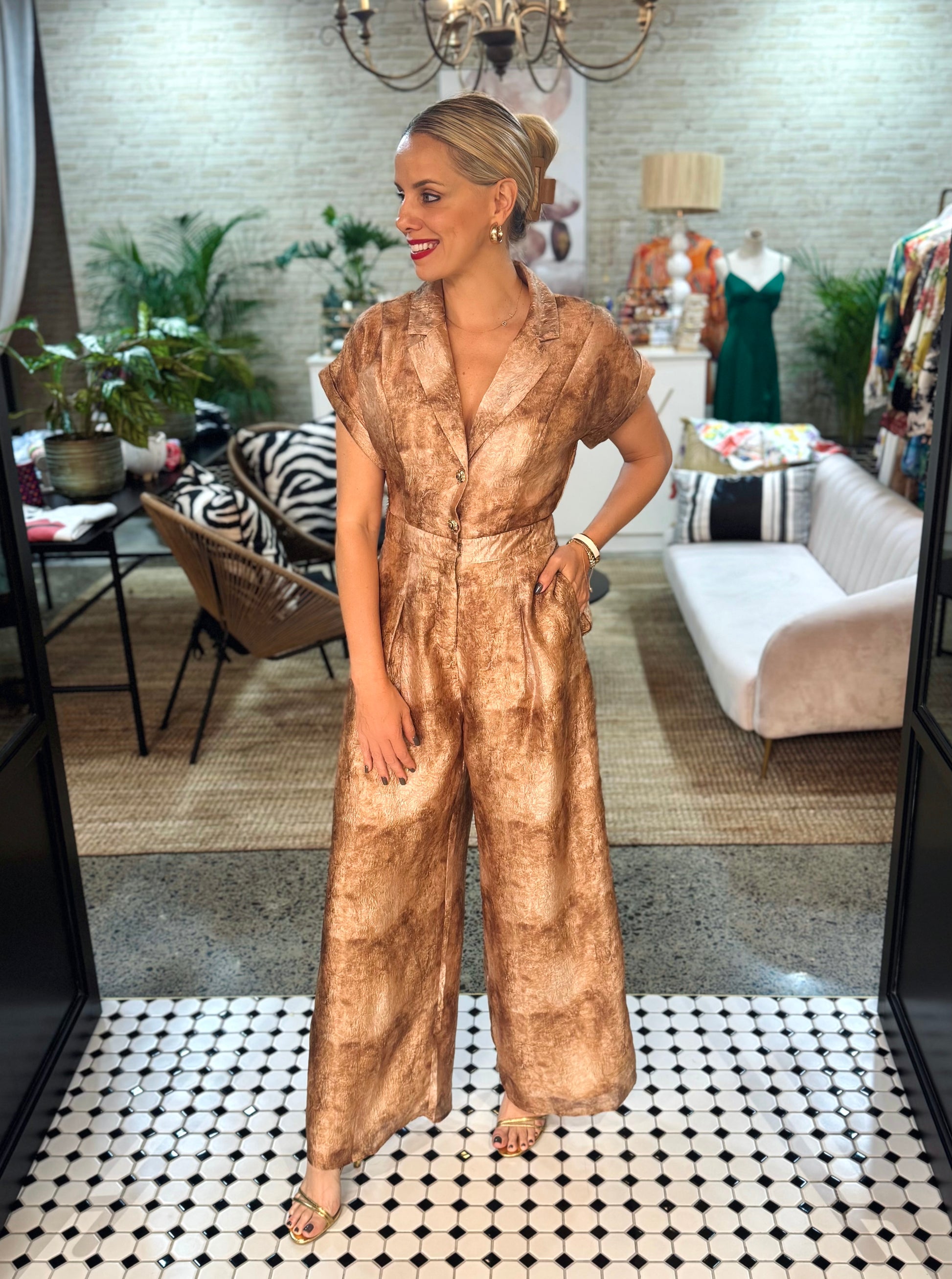Chanelle Gold Shinmer Jumpsuit