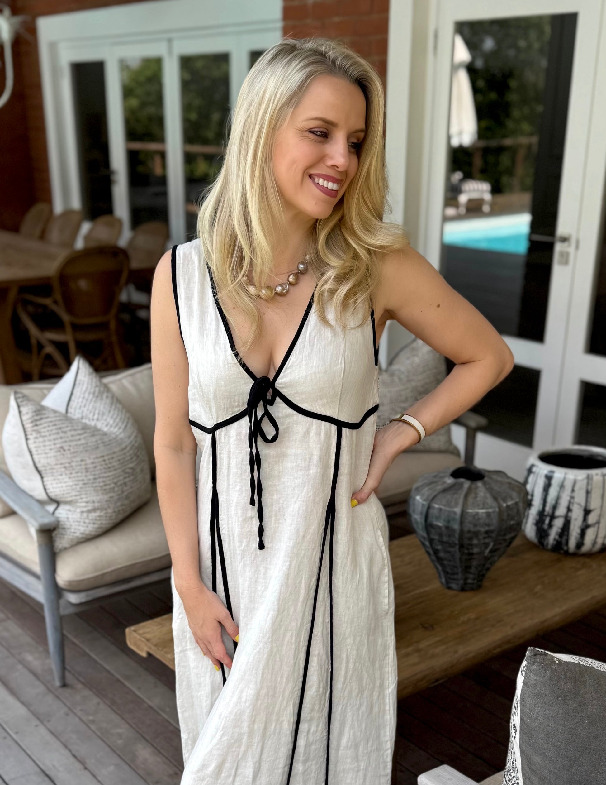 Coastal Linen Dress - Sandstorm