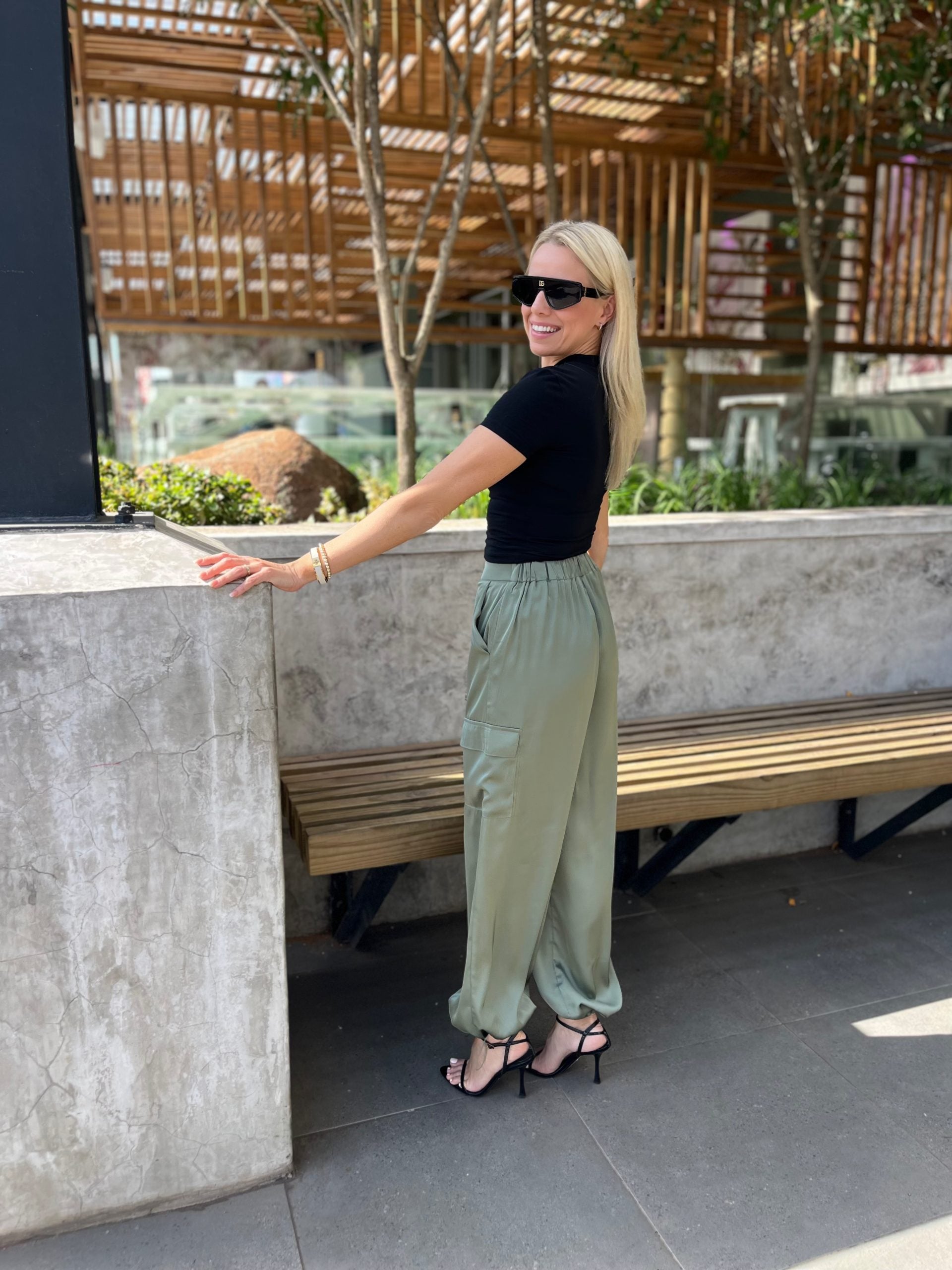 Luxe Style Satin Joggers - Olive