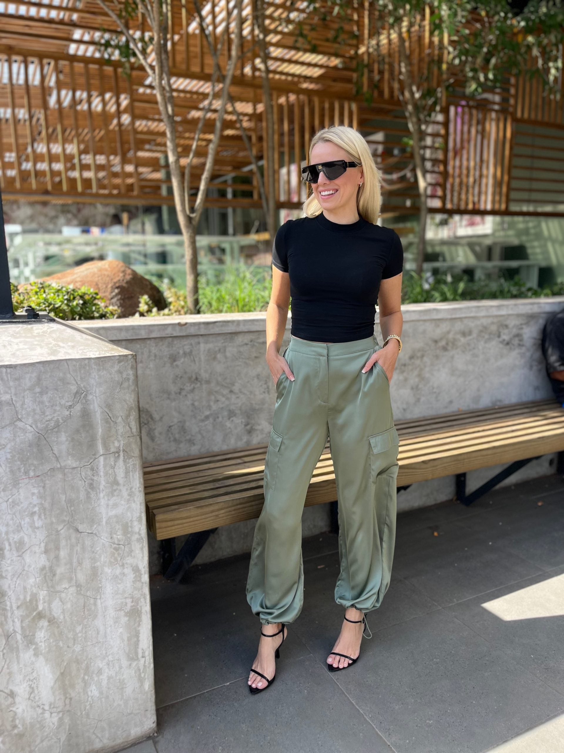 Luxe Style Satin Joggers - Olive