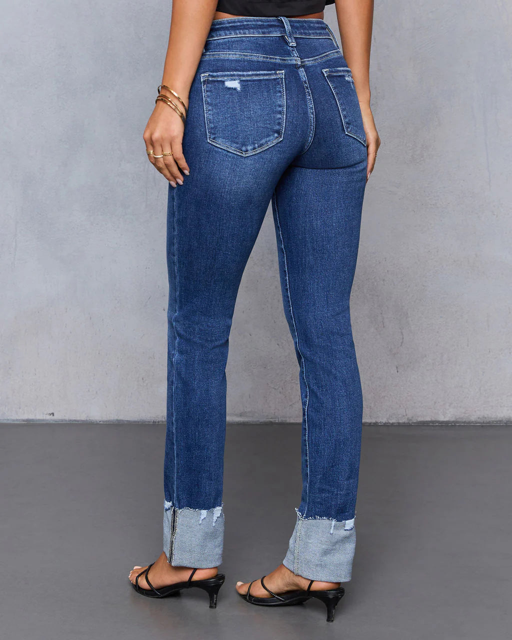 Clean Slate Cuffed Mid Rise Denim
