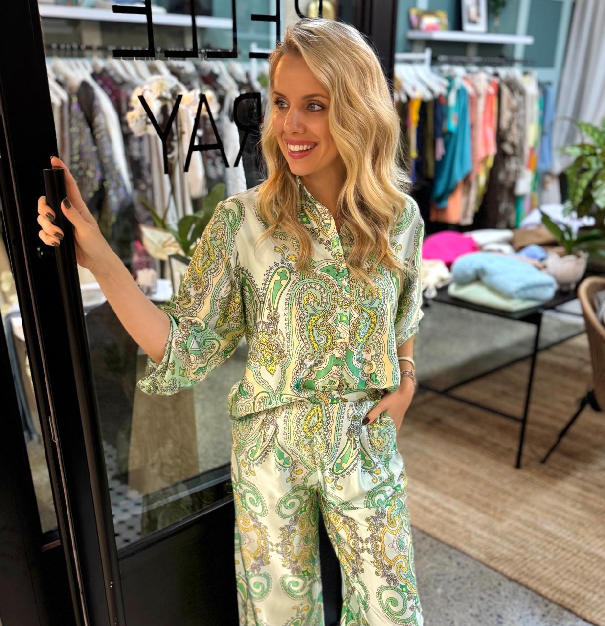 Mint Dreams Sateen Shirt & Pants Set