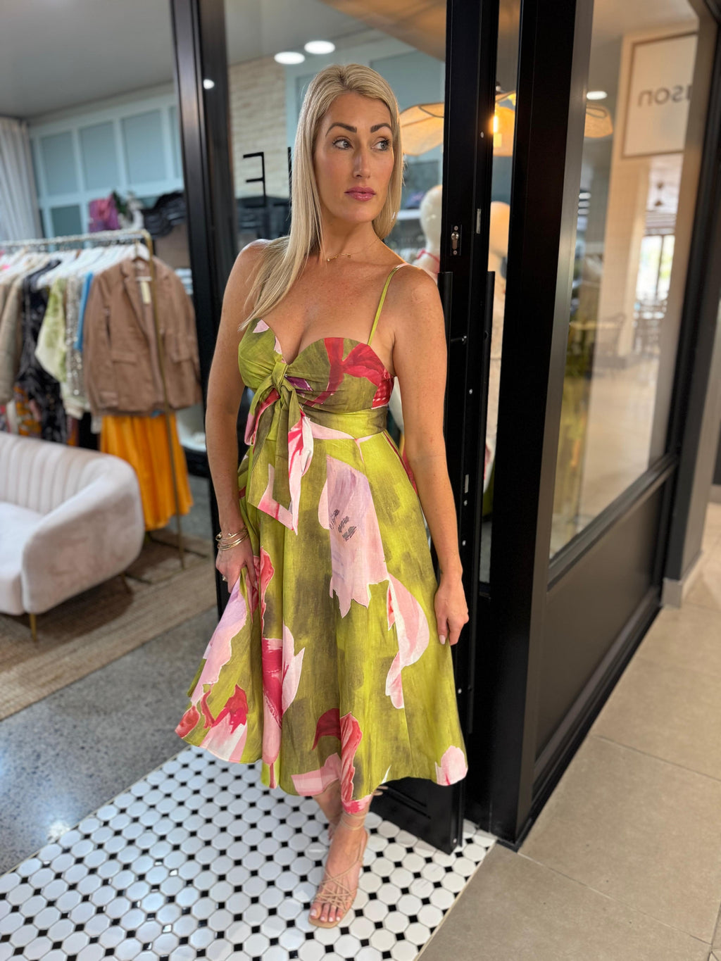 Hamptons Floral Front Tie Dress