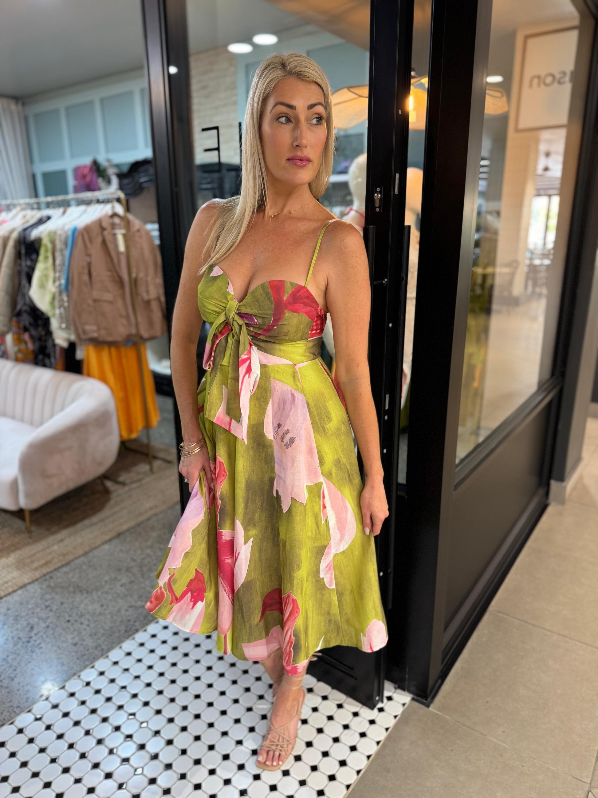 Hamptons Floral Front Tie Dress
