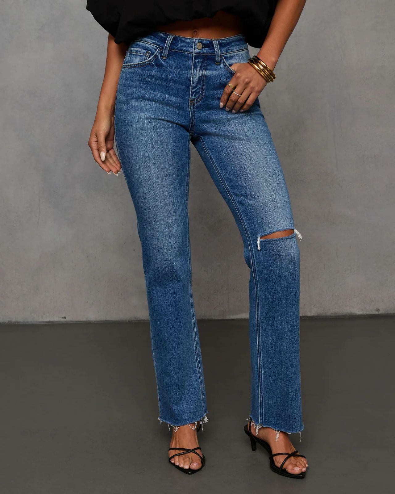 Tiga High Rise Raw Hem Straight Jeans