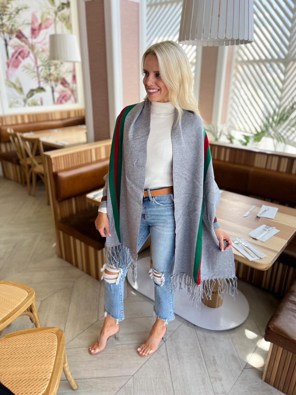 Rushmore Sleeve Shawl Wrap Cardi - Grey