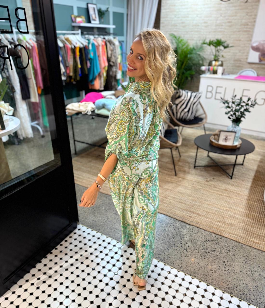 Mint Dreams Sateen Shirt & Pants Set