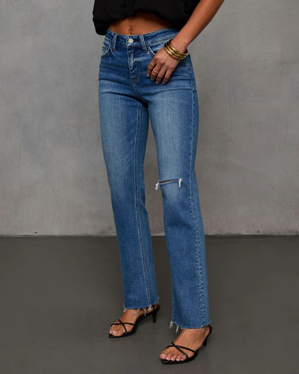 Tiga High Rise Raw Hem Straight Jeans