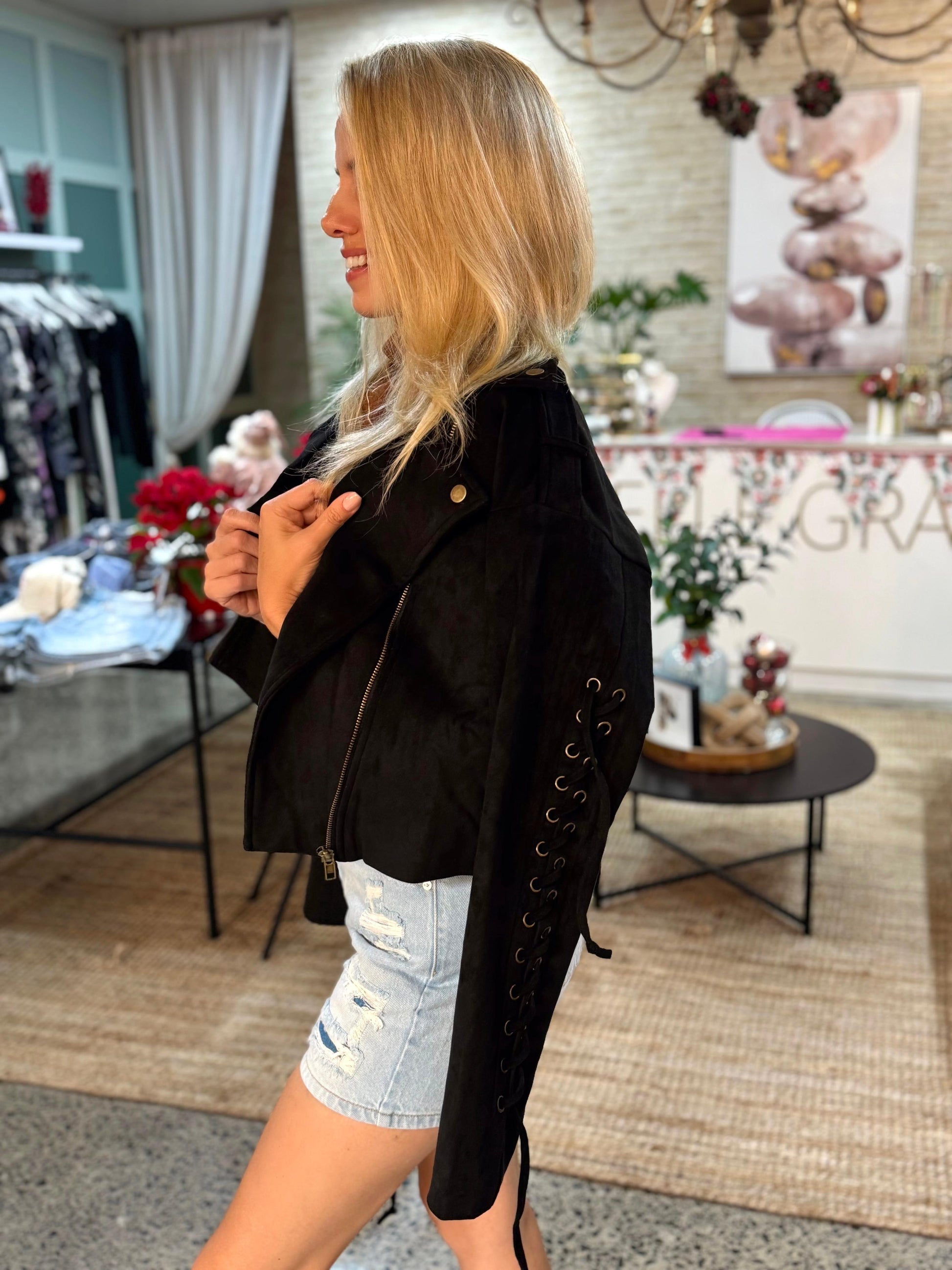 Ryder Suede Jacket - Black