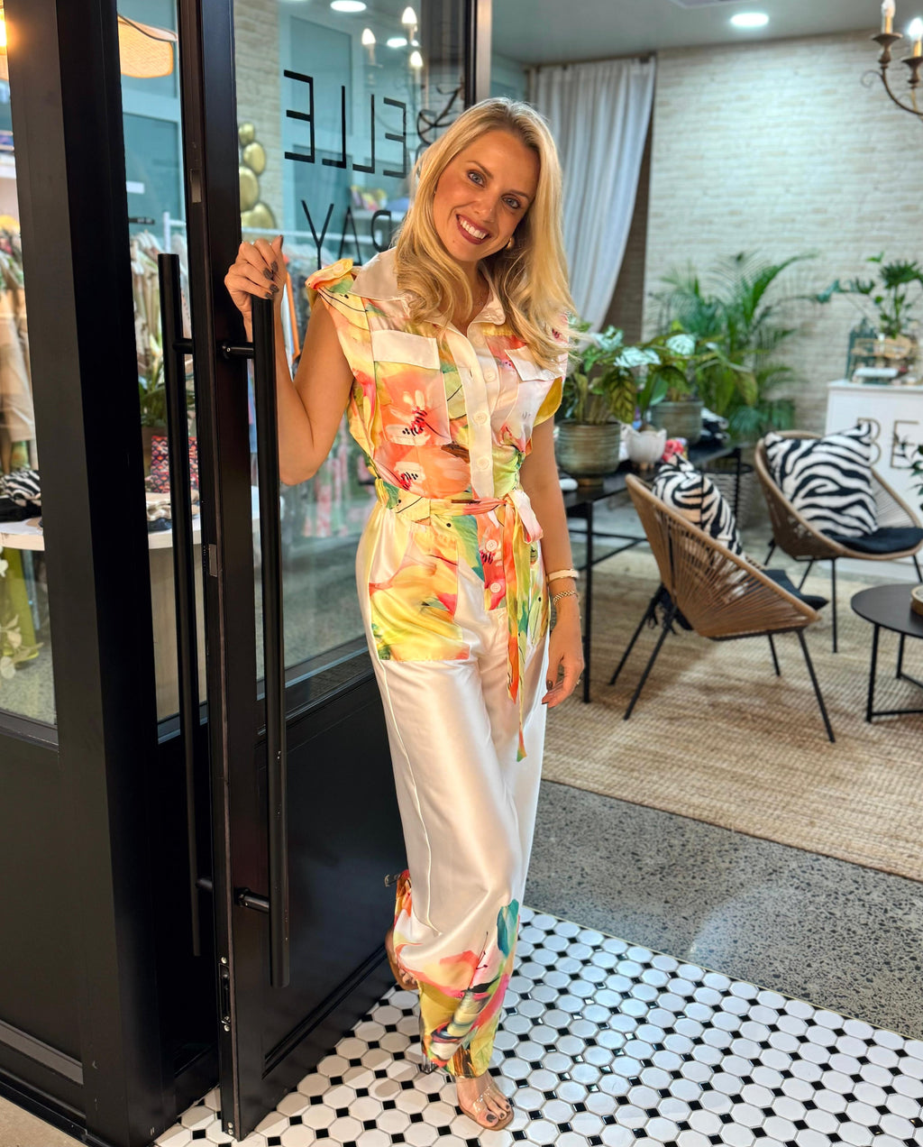 Ever Bloom Satin Floral Jumpsuit