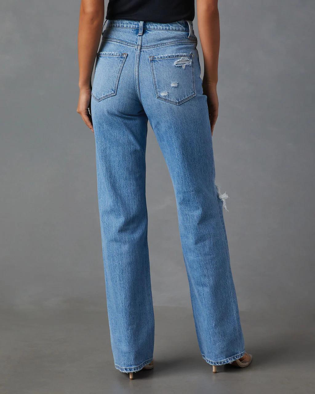 Ashland High Rise Distressed Straight Jeans