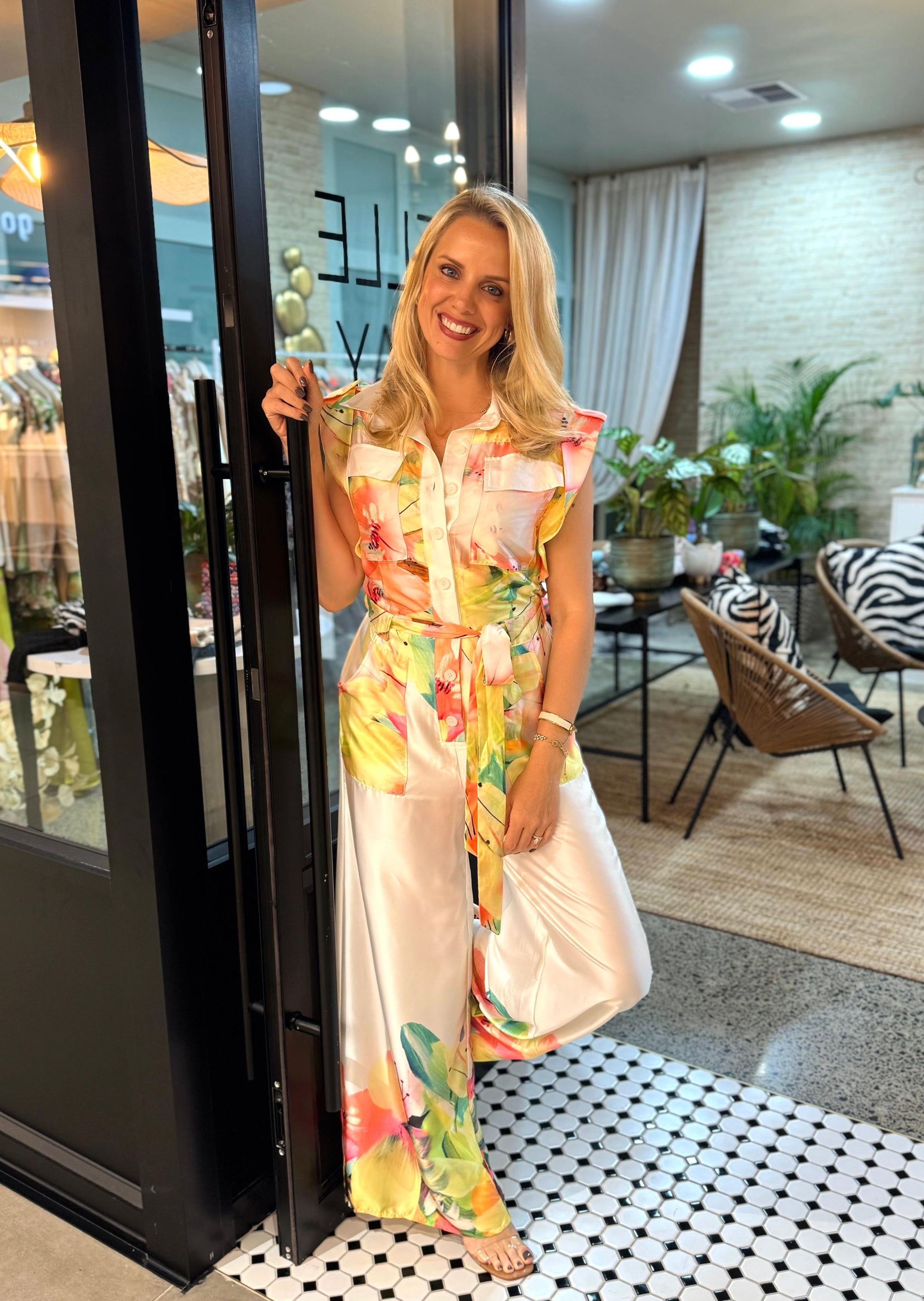 Ever Bloom Satin Floral Jumpsuit