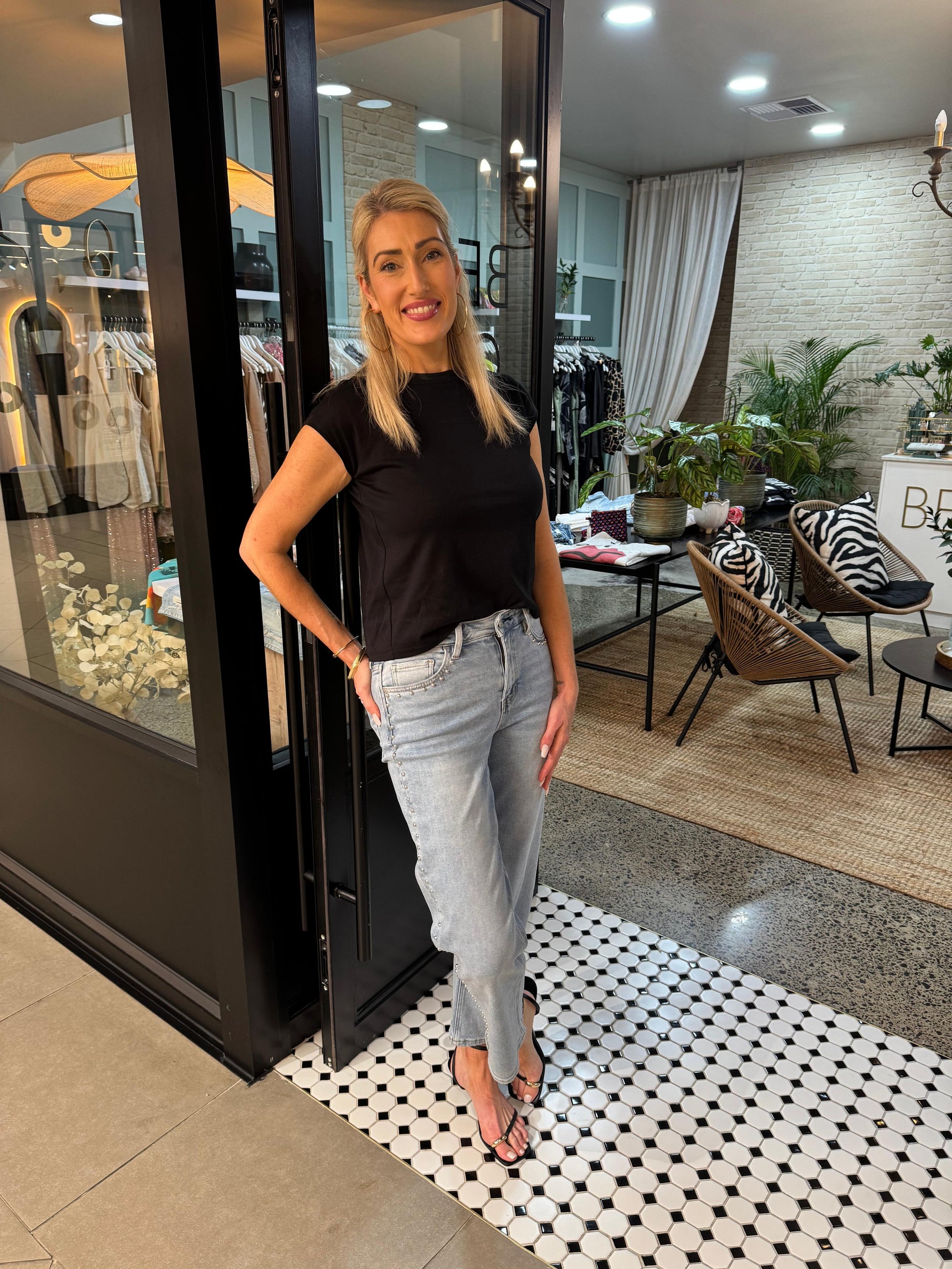 Nora Studded High Rise Jeans