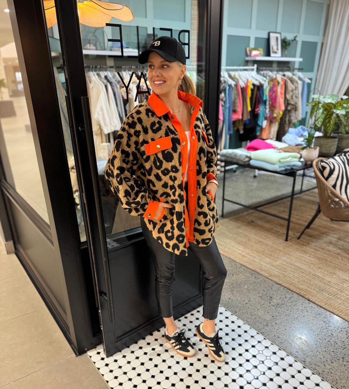 Edgy Prowl Animal Print Jacket - Neon Orange