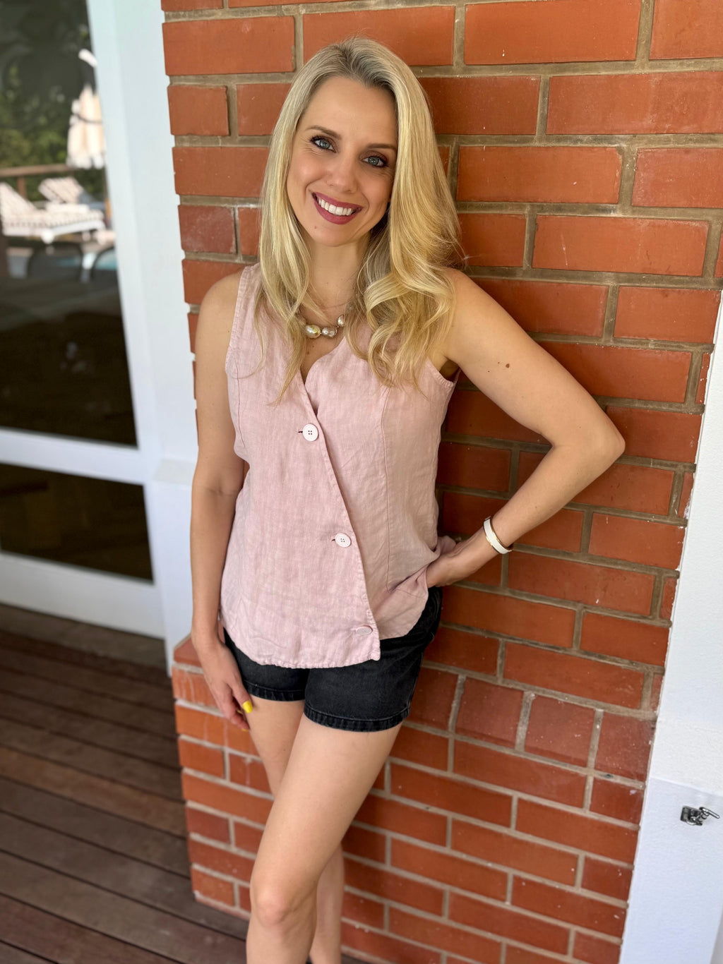 Darling Linen Waistcoat - Blush