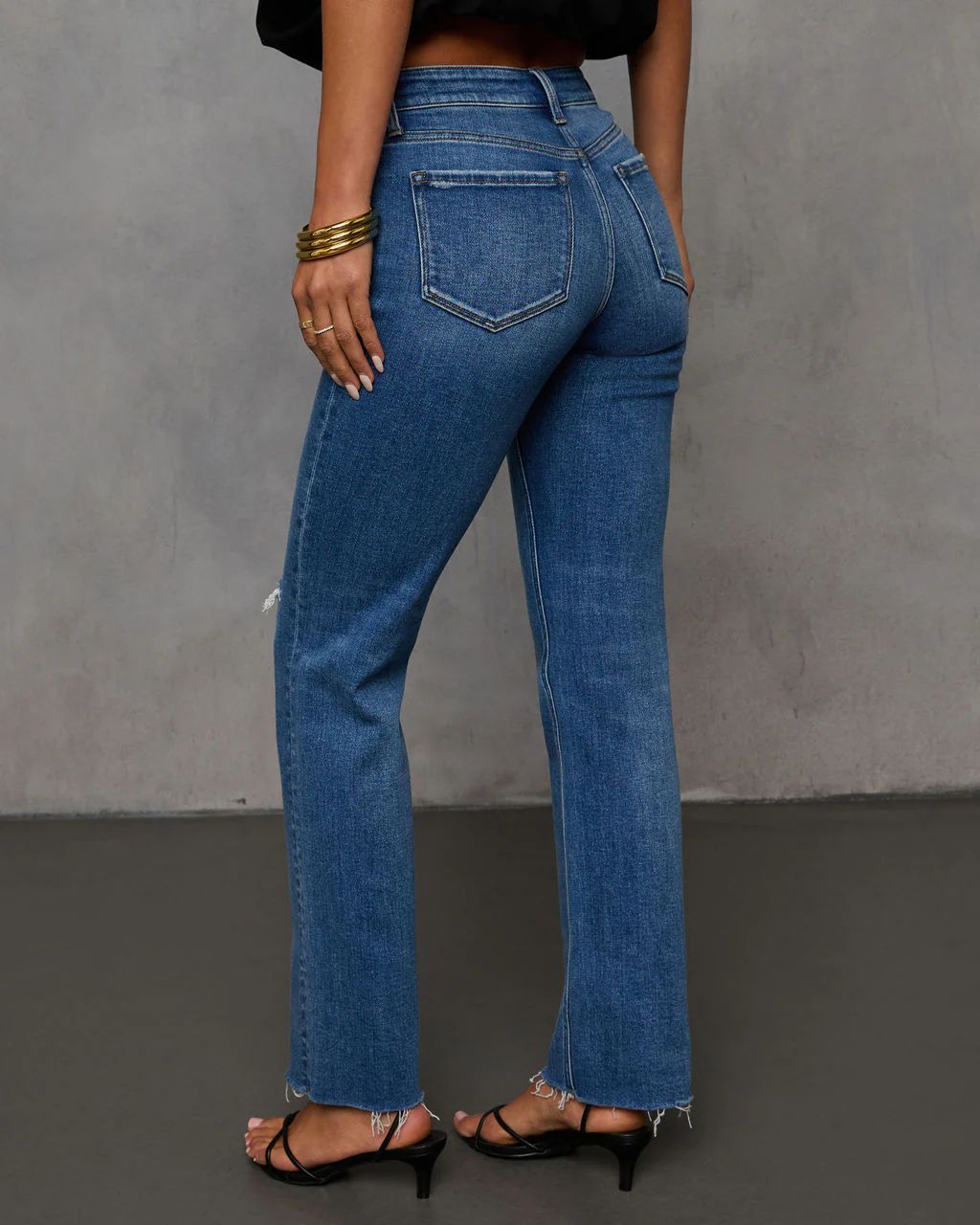 Tiga High Rise Raw Hem Straight Jeans