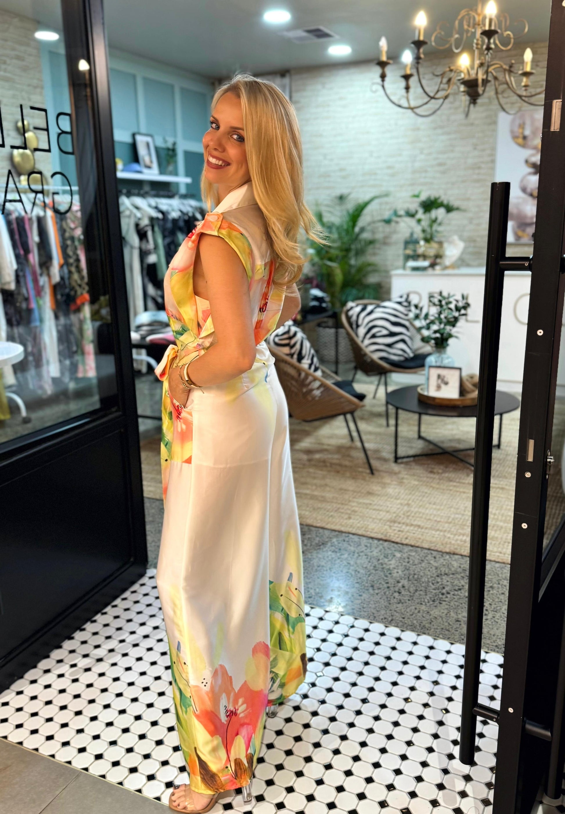 Ever Bloom Satin Floral Jumpsuit